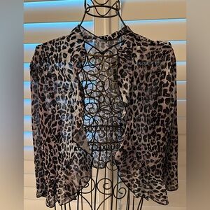 Aceshion Gray/Blk/Brown Leopard Print Cardigan